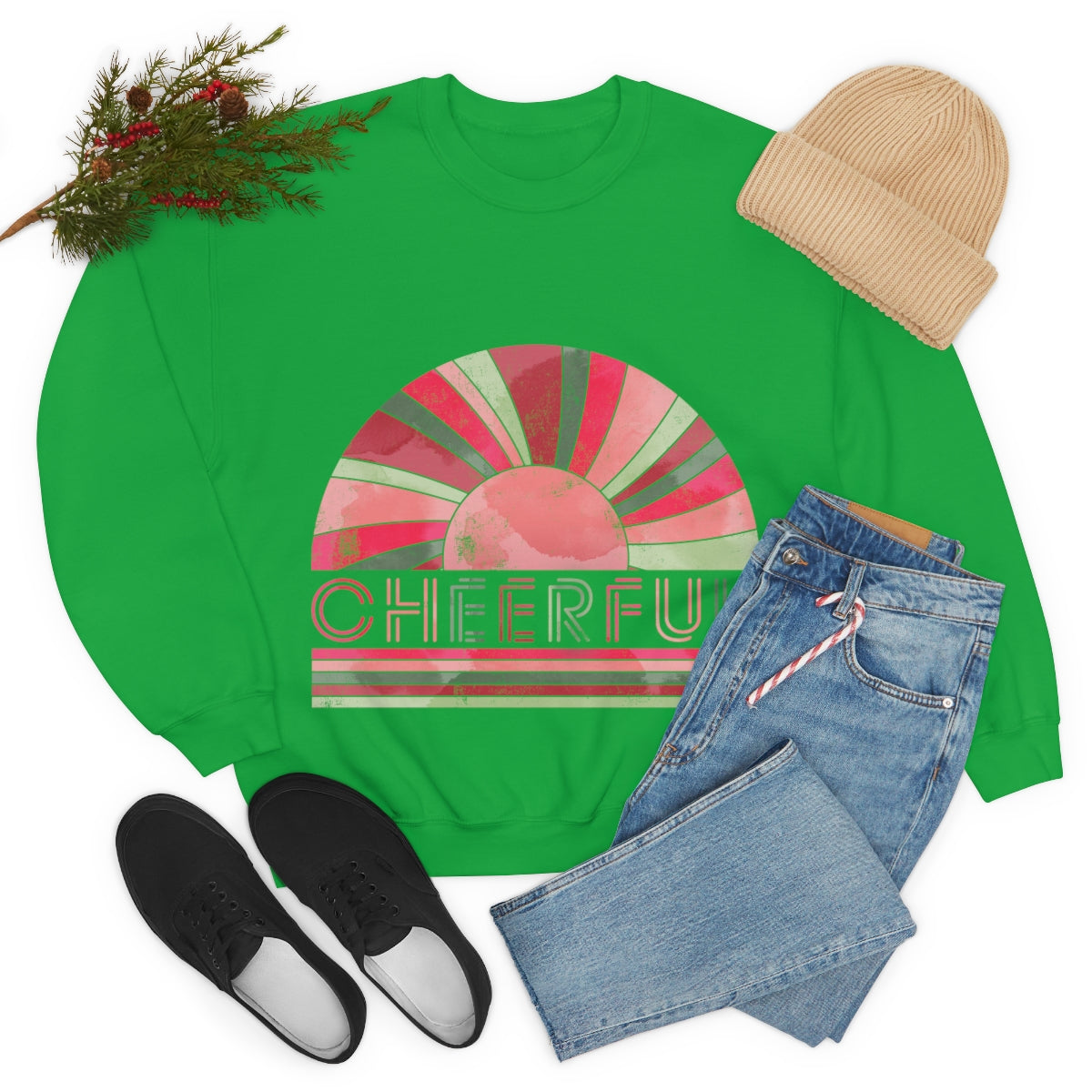 Cheerful Christmas  Unisex Heavy Blend™ Crewneck Sweatshirt