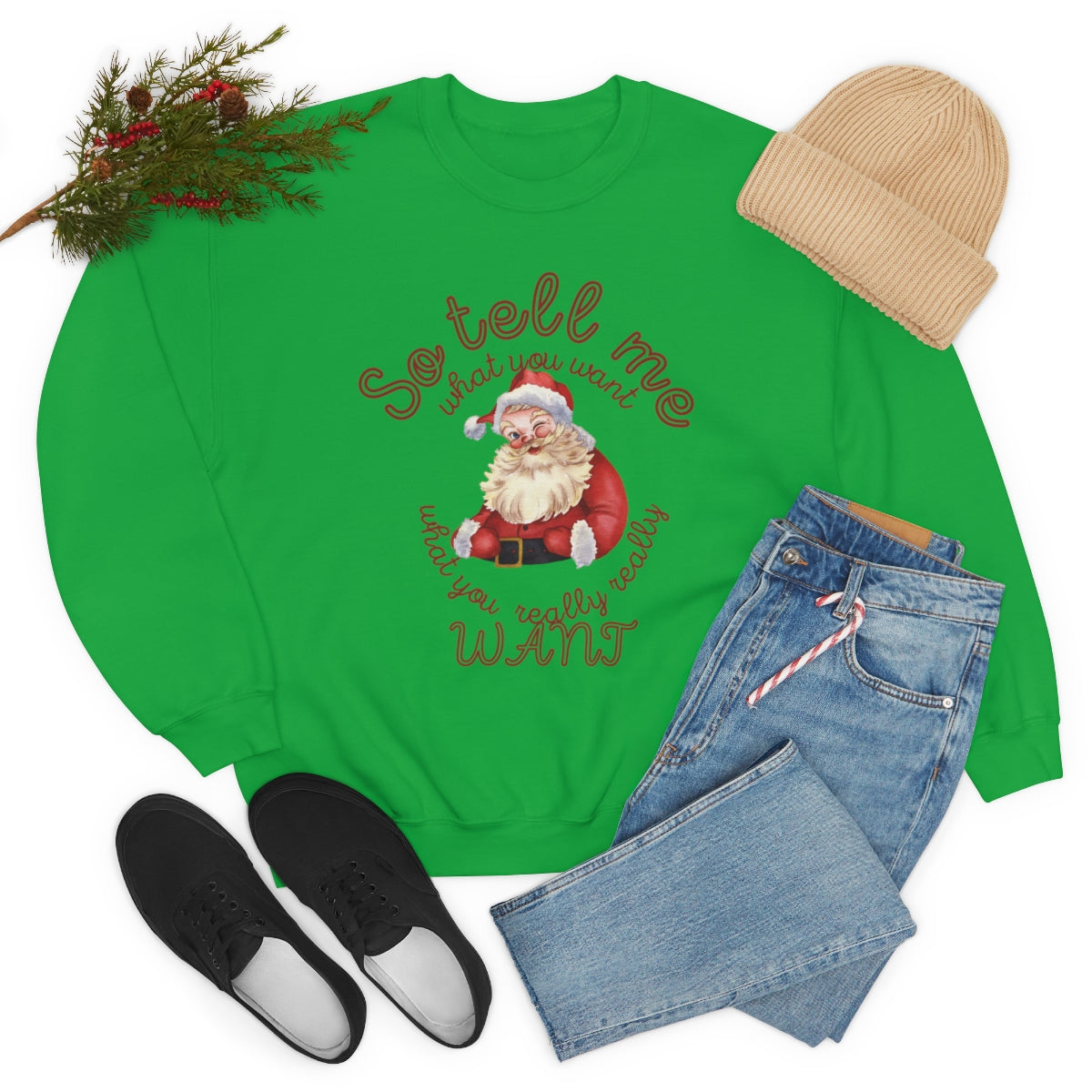 Santa So tell me what you want Santa Unisex Heavy Blend™ Crewneck Sweatshirt spice girls Christmas