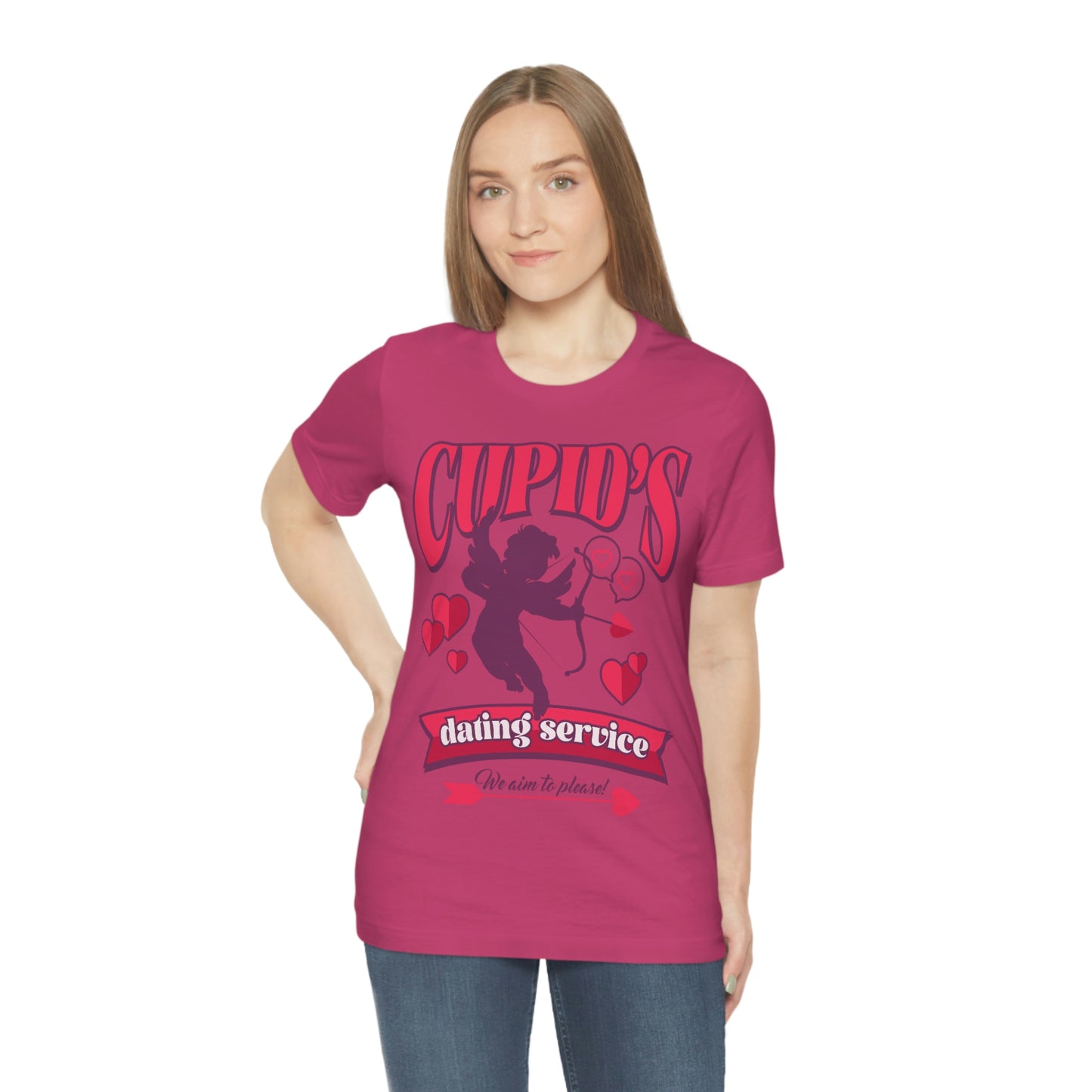 Cupid's Dating Service Valentine’s Day Unisex Jersey Short Sleeve Tee