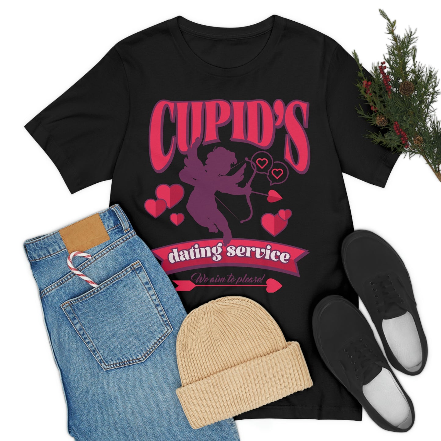 Cupid's Dating Service Valentine’s Day Unisex Jersey Short Sleeve Tee