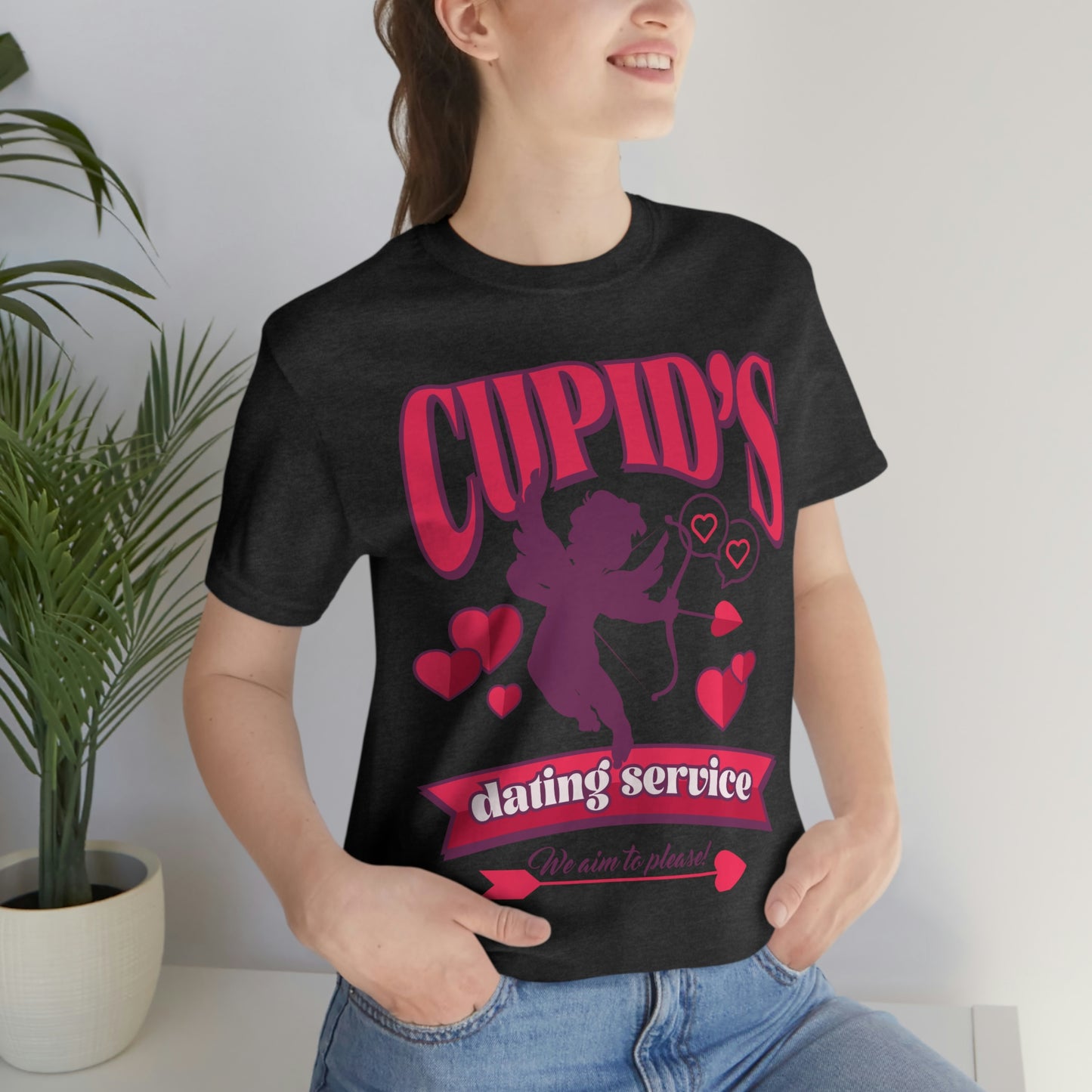 Cupid's Dating Service Valentine’s Day Unisex Jersey Short Sleeve Tee