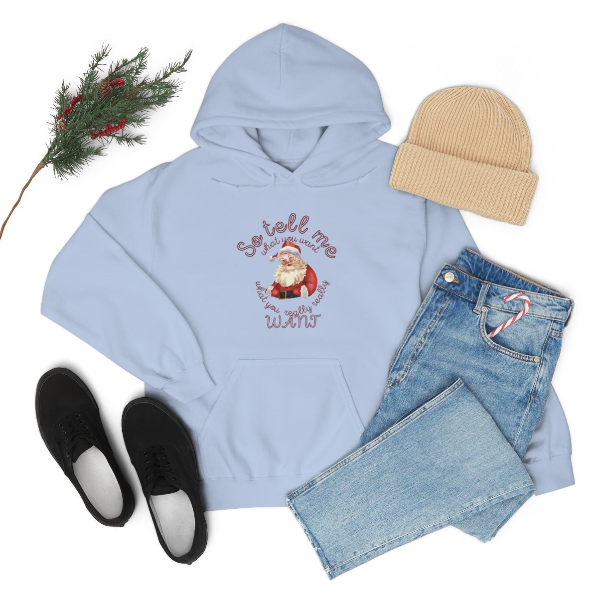 Santa So tell me what you want Unisex Heavy Blend™ Hooded Sweatshirt Spice Girls Christmas