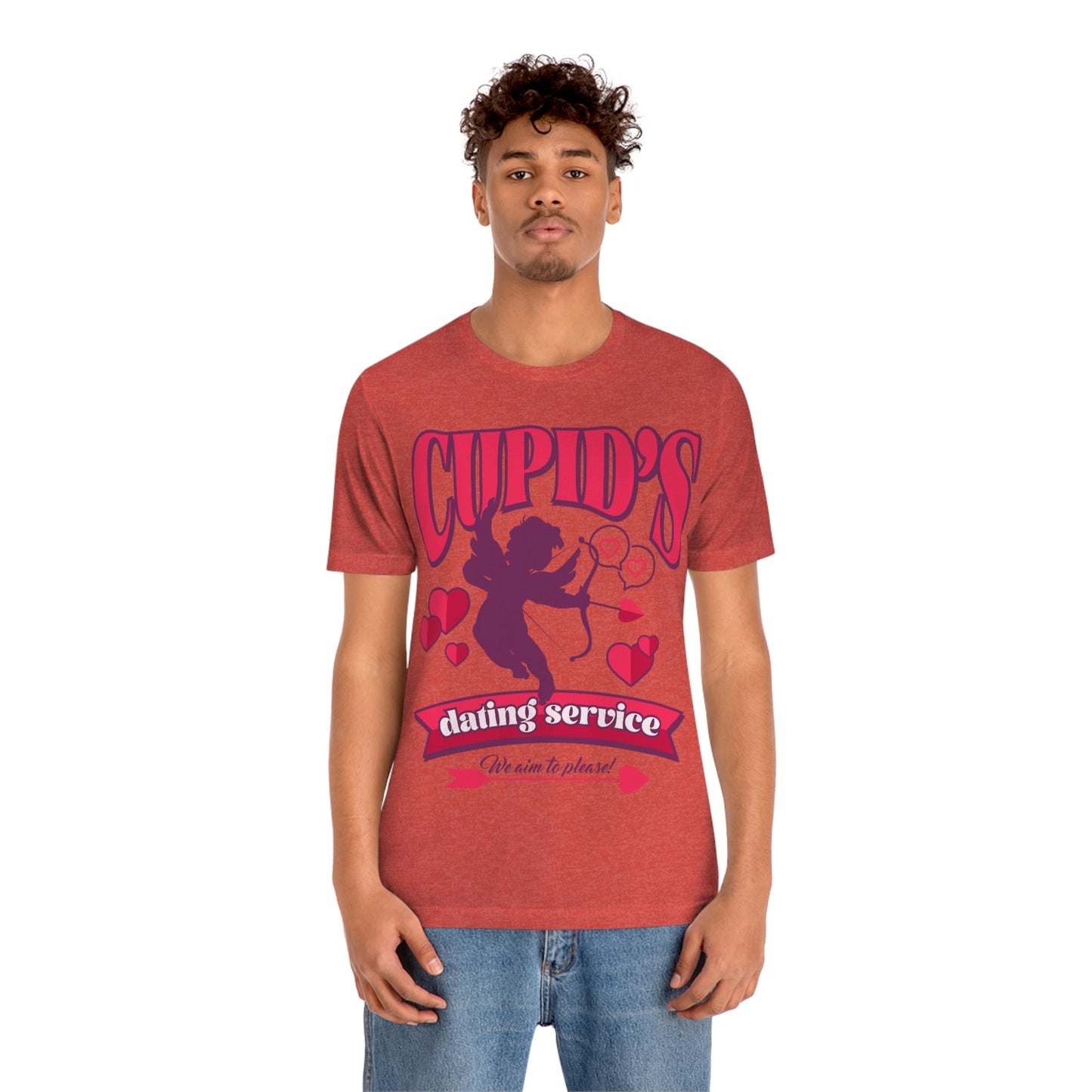 Cupid's Dating Service Valentine’s Day Unisex Jersey Short Sleeve Tee