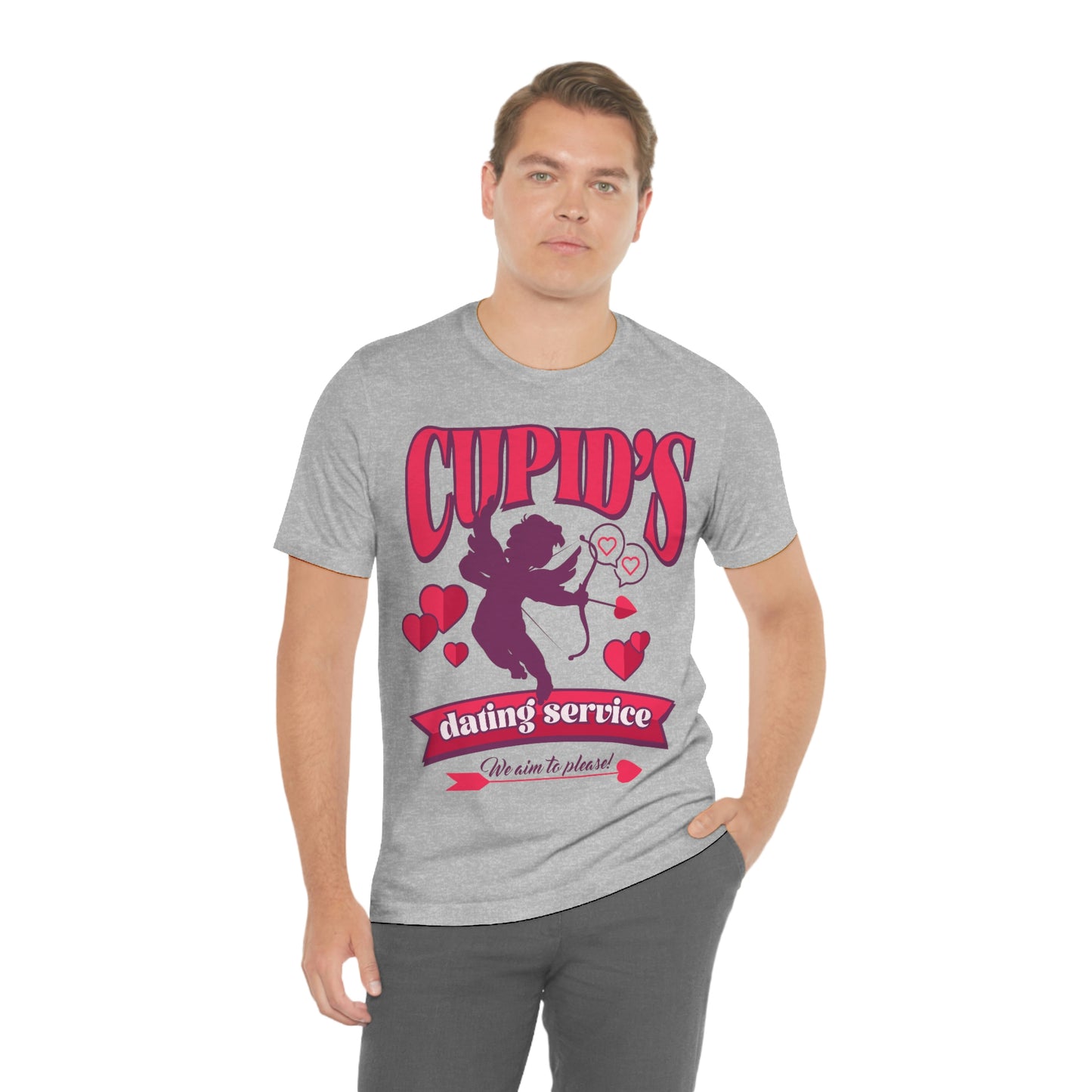 Cupid's Dating Service Valentine’s Day Unisex Jersey Short Sleeve Tee