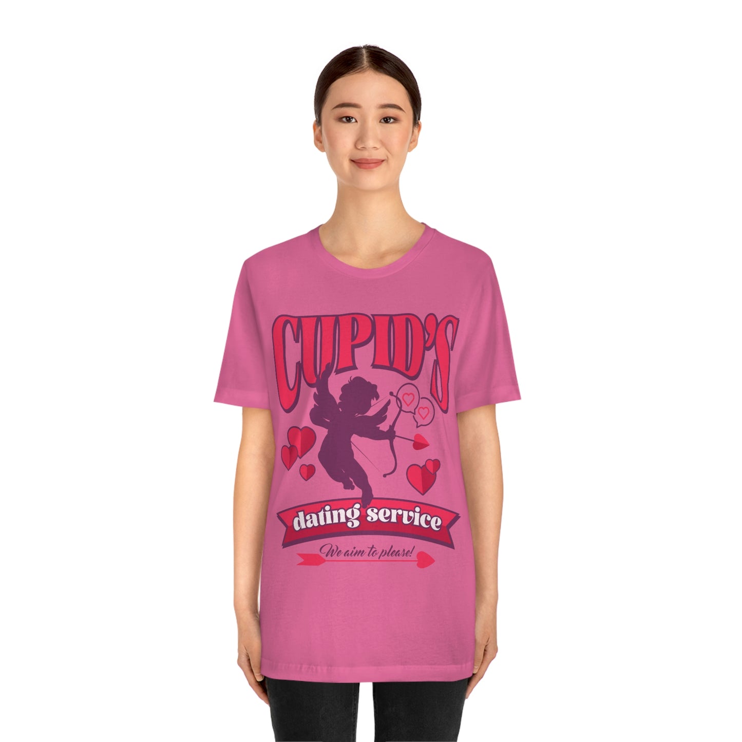 Cupid's Dating Service Valentine’s Day Unisex Jersey Short Sleeve Tee