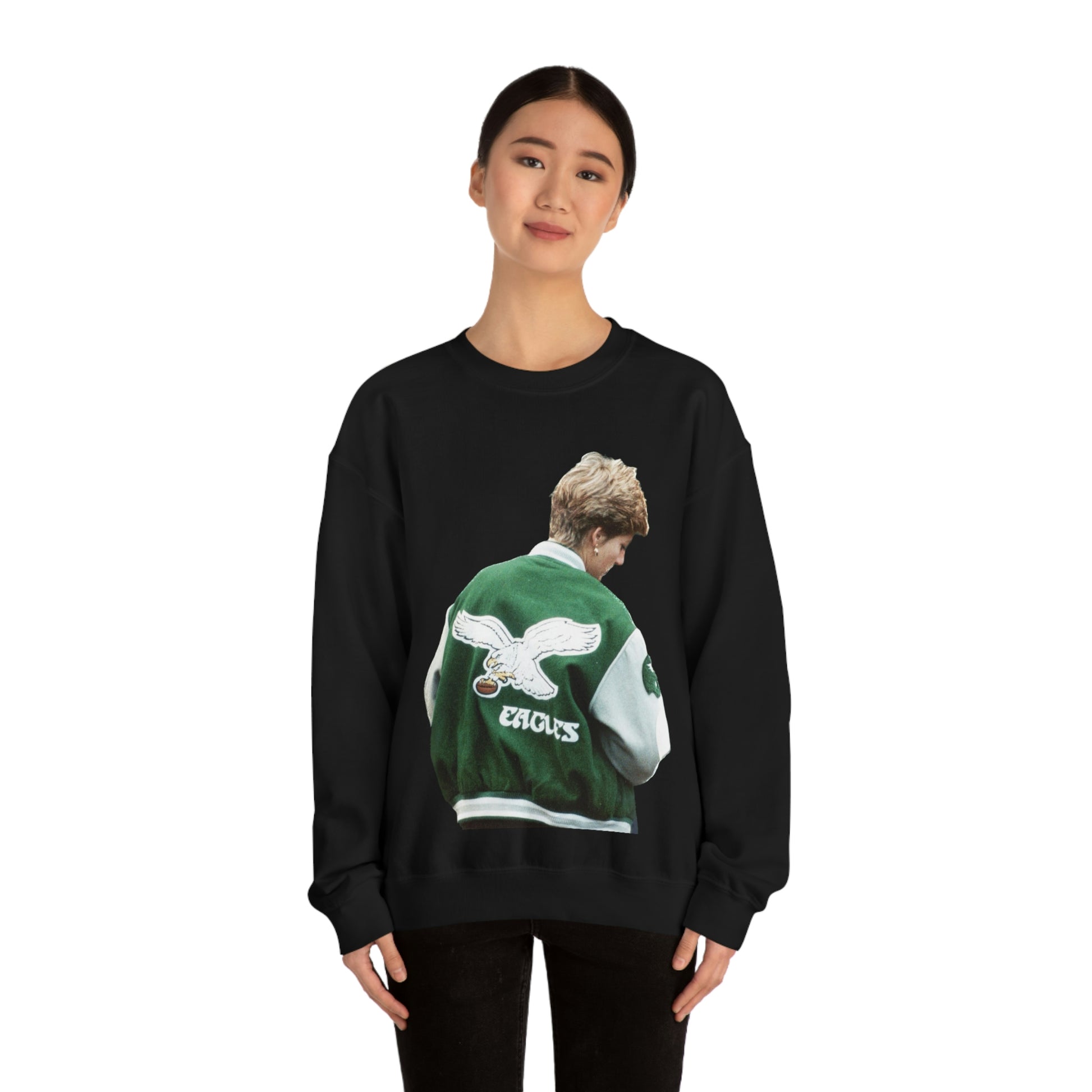 Printify Princess Diana Philadelphia Eagles Back Unisex Heavy Blend Crewneck Sweatshirt 3XL / Sport Grey