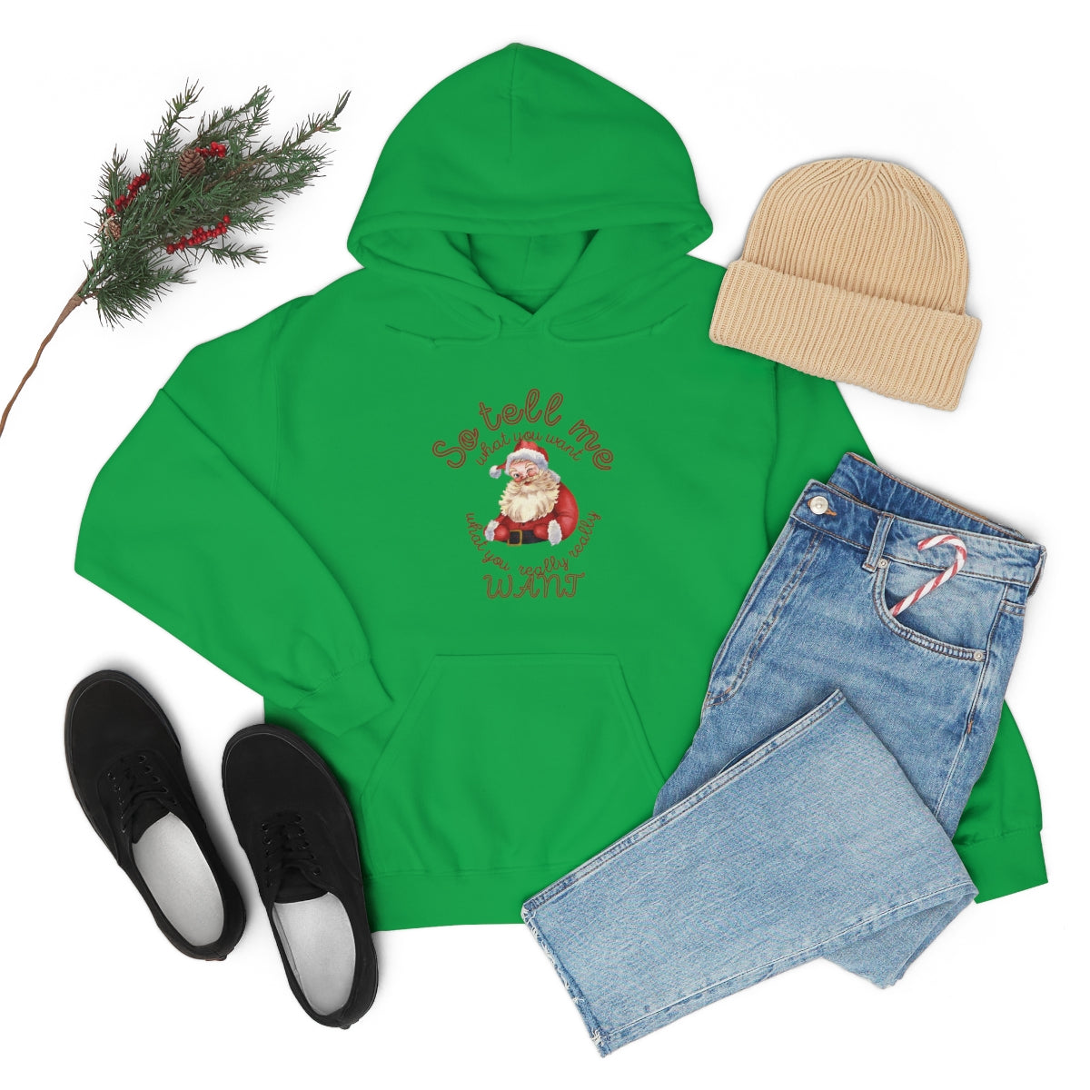 Santa So tell me what you want Unisex Heavy Blend™ Hooded Sweatshirt Spice Girls Christmas