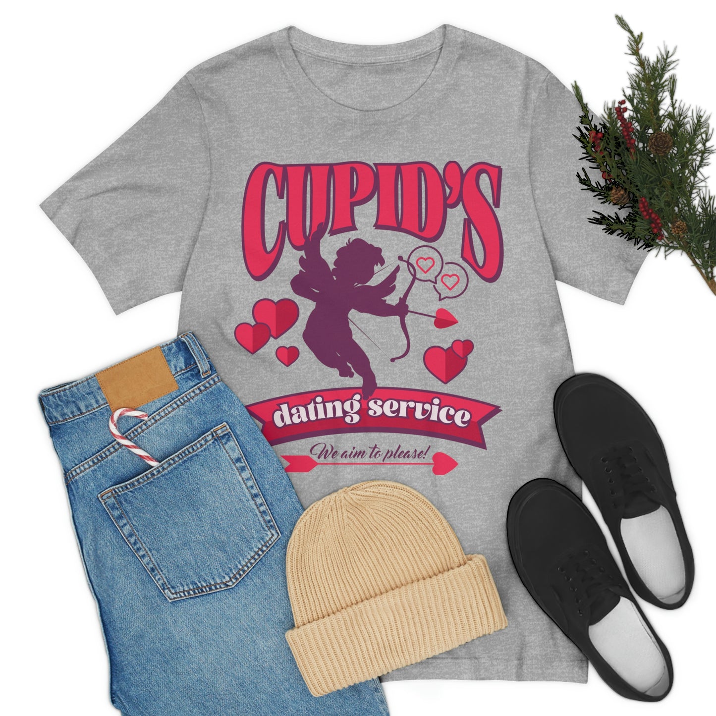 Cupid's Dating Service Valentine’s Day Unisex Jersey Short Sleeve Tee