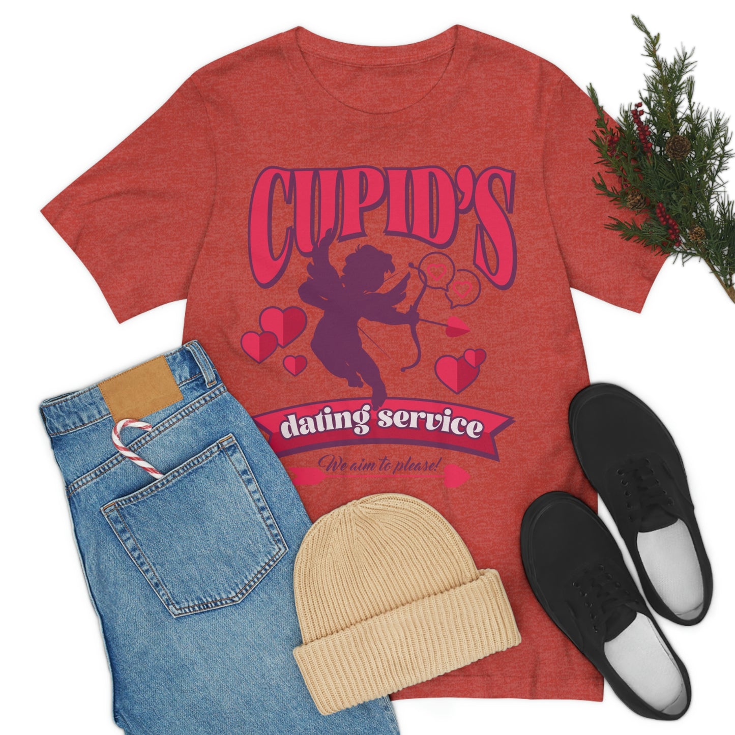 Cupid's Dating Service Valentine’s Day Unisex Jersey Short Sleeve Tee