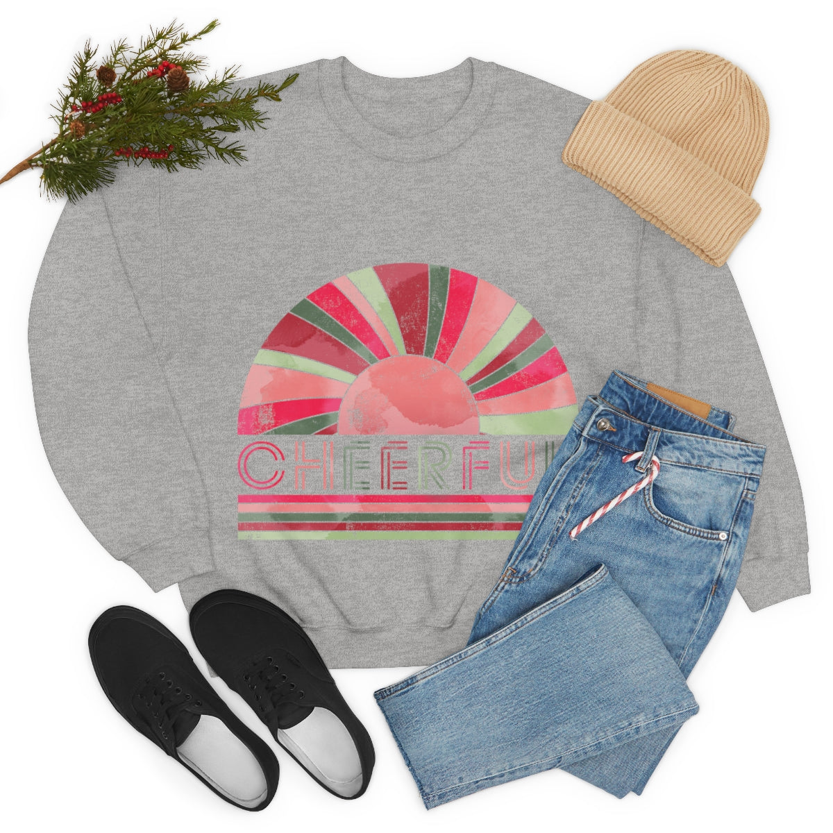 Cheerful Christmas  Unisex Heavy Blend™ Crewneck Sweatshirt