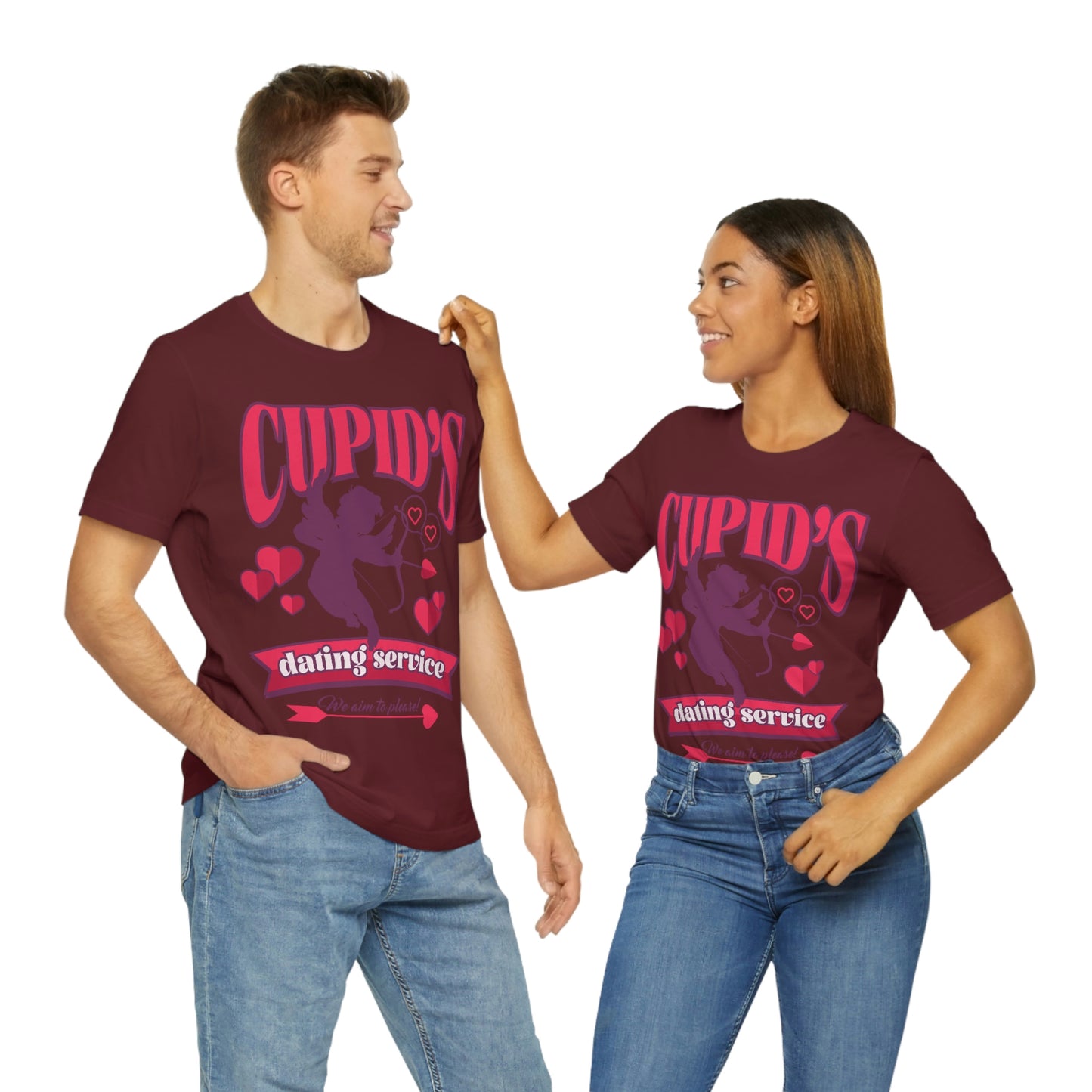 Cupid's Dating Service Valentine’s Day Unisex Jersey Short Sleeve Tee