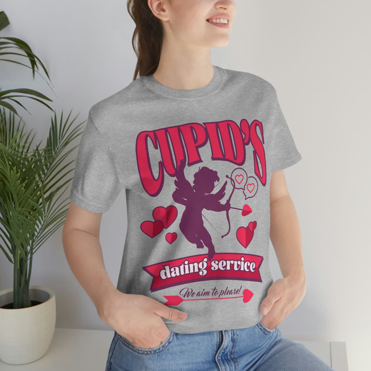 Cupid's Dating Service Valentine’s Day Unisex Jersey Short Sleeve Tee