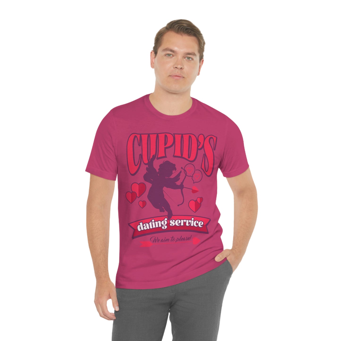 Cupid's Dating Service Valentine’s Day Unisex Jersey Short Sleeve Tee