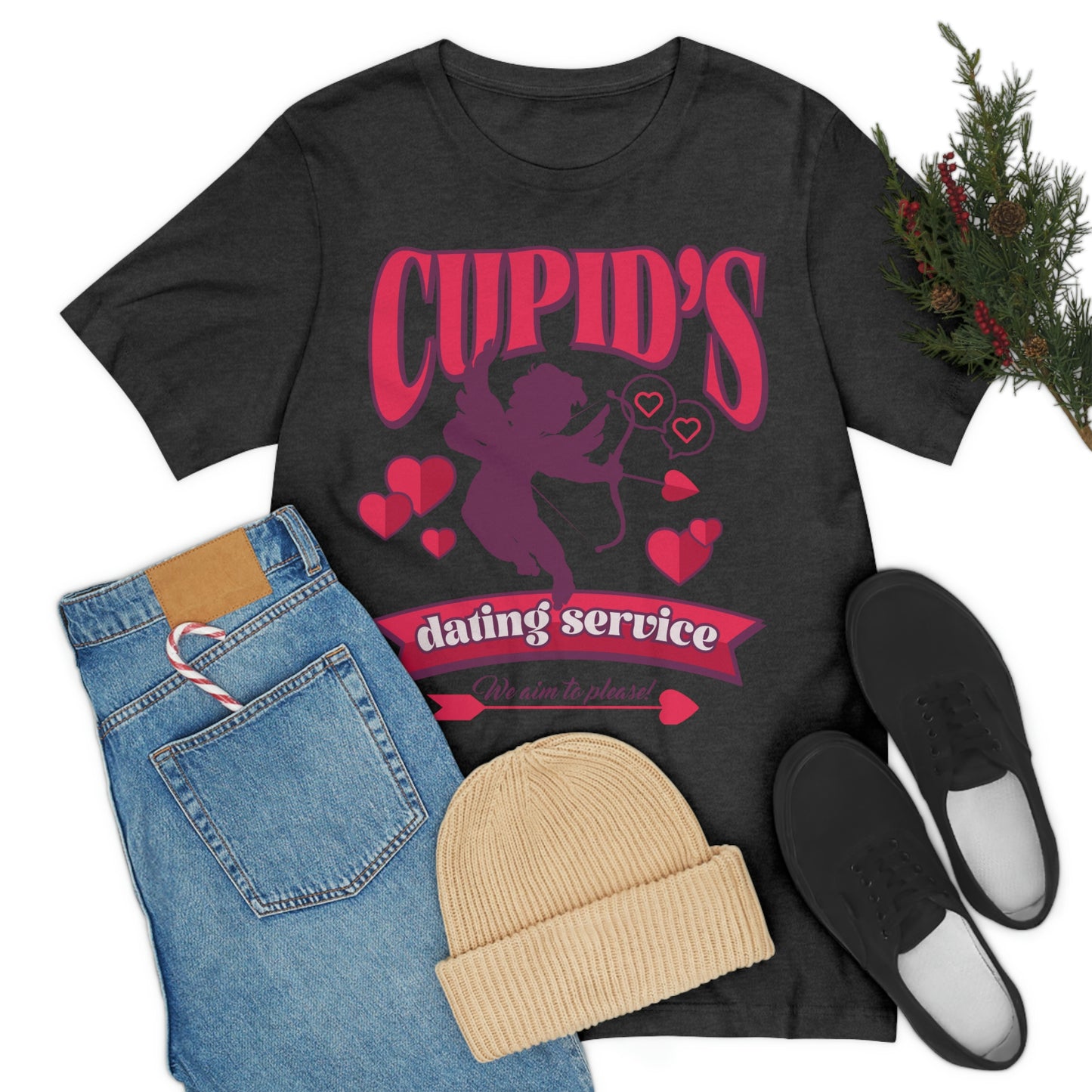 Cupid's Dating Service Valentine’s Day Unisex Jersey Short Sleeve Tee