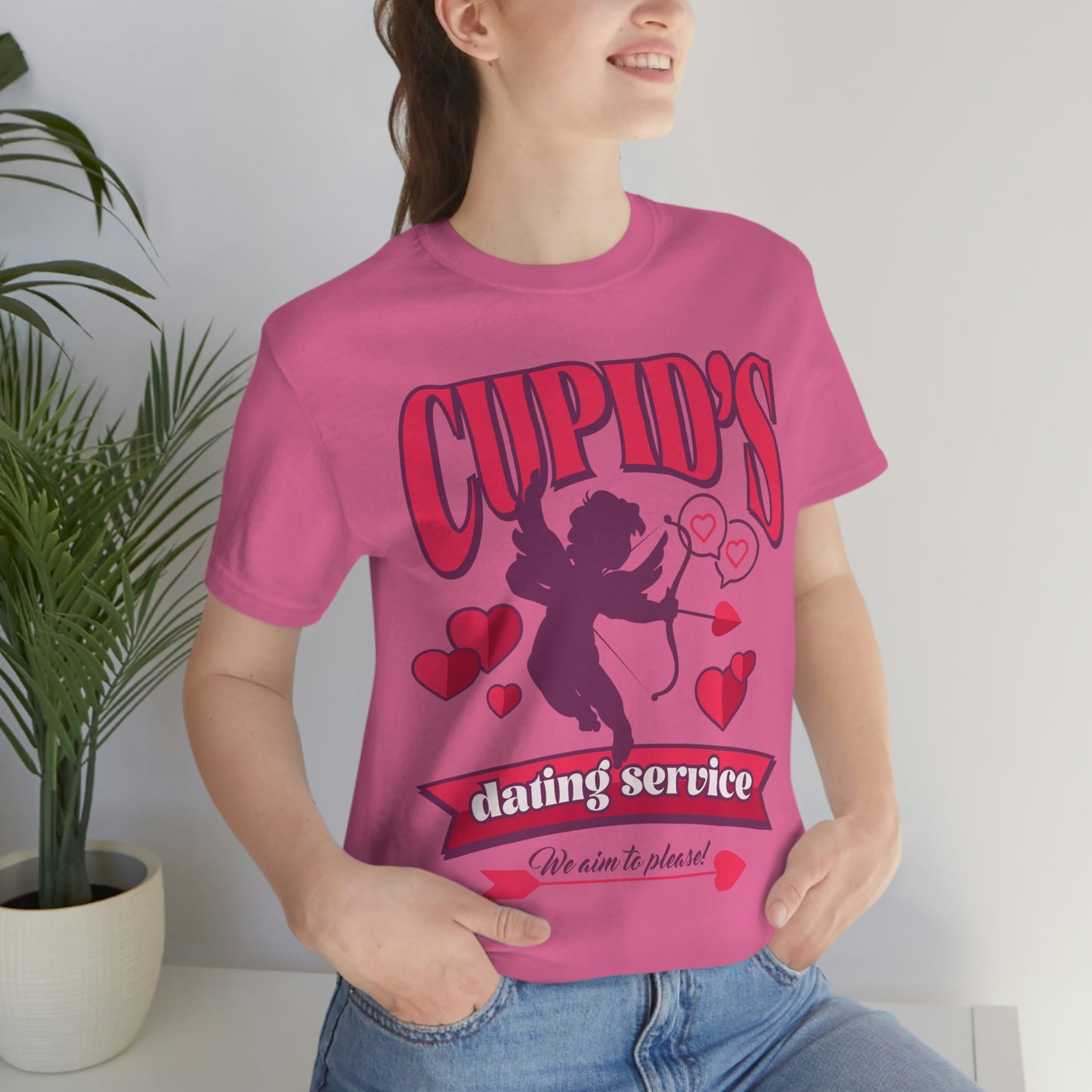 Cupid's Dating Service Valentine’s Day Unisex Jersey Short Sleeve Tee