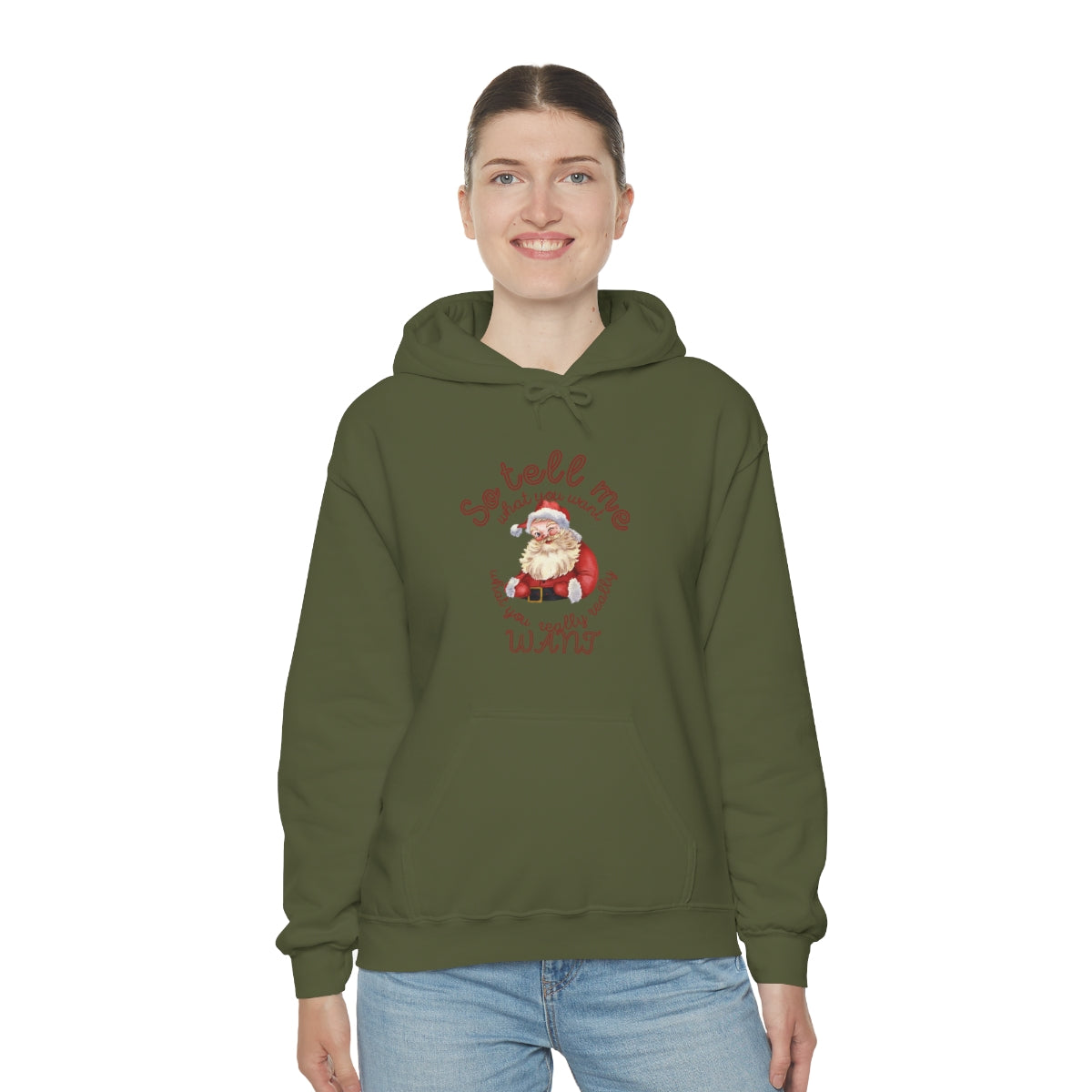 Santa So tell me what you want Unisex Heavy Blend™ Hooded Sweatshirt Spice Girls Christmas