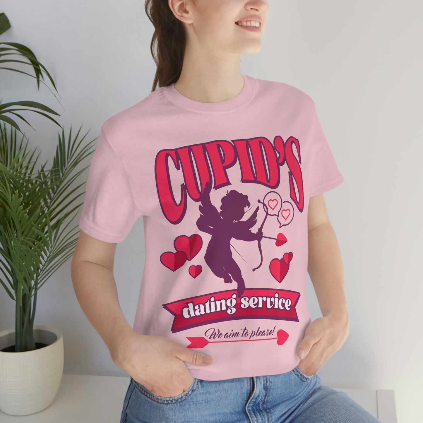 Cupid's Dating Service Valentine’s Day Unisex Jersey Short Sleeve Tee