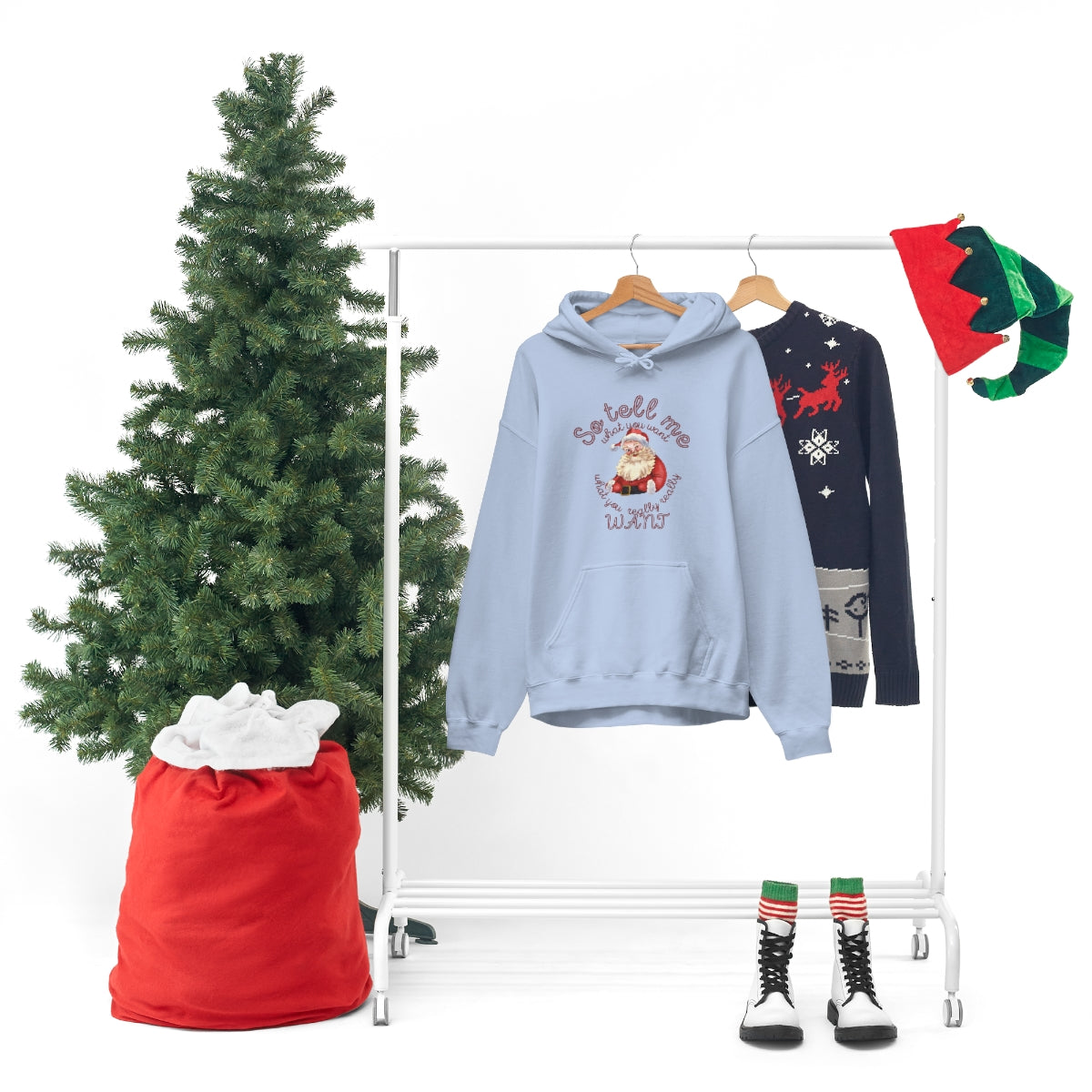 Santa So tell me what you want Unisex Heavy Blend™ Hooded Sweatshirt Spice Girls Christmas