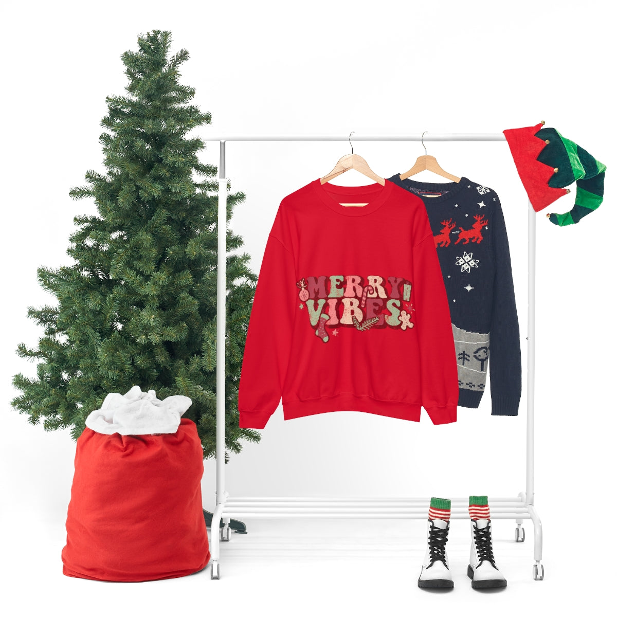 Merry Vibes Merry Christmas Unisex Heavy Blend™ Crewneck Sweatshirt