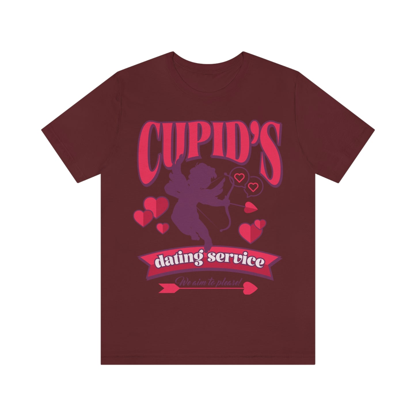 Cupid's Dating Service Valentine’s Day Unisex Jersey Short Sleeve Tee