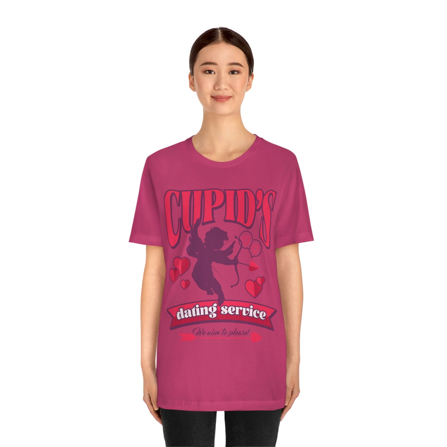 Cupid's Dating Service Valentine’s Day Unisex Jersey Short Sleeve Tee