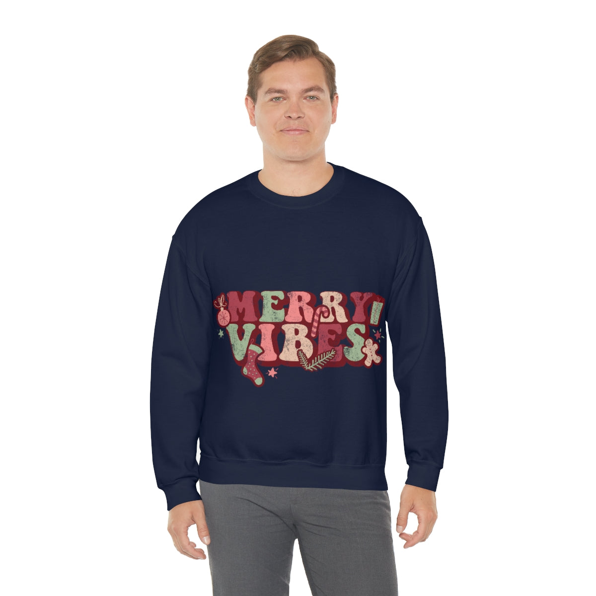 Merry Vibes Merry Christmas Unisex Heavy Blend™ Crewneck Sweatshirt