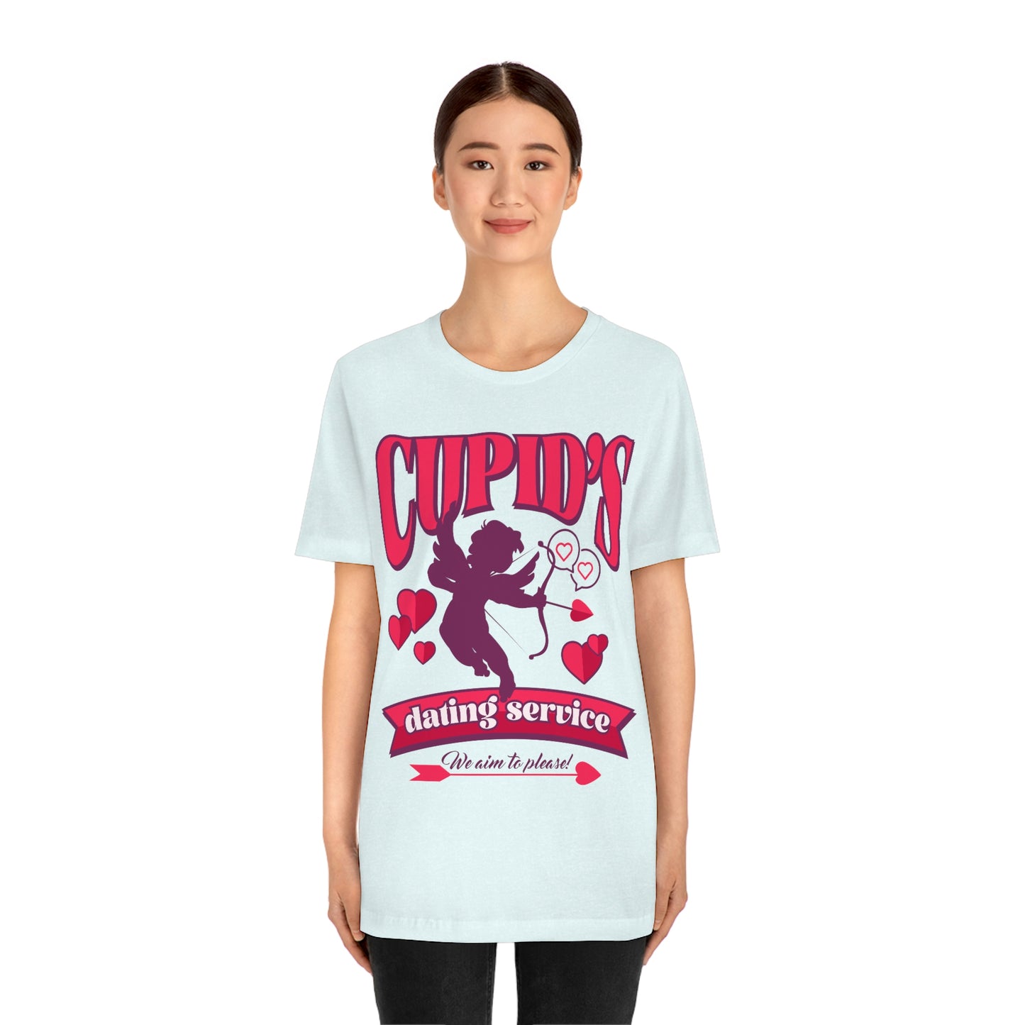 Cupid's Dating Service Valentine’s Day Unisex Jersey Short Sleeve Tee