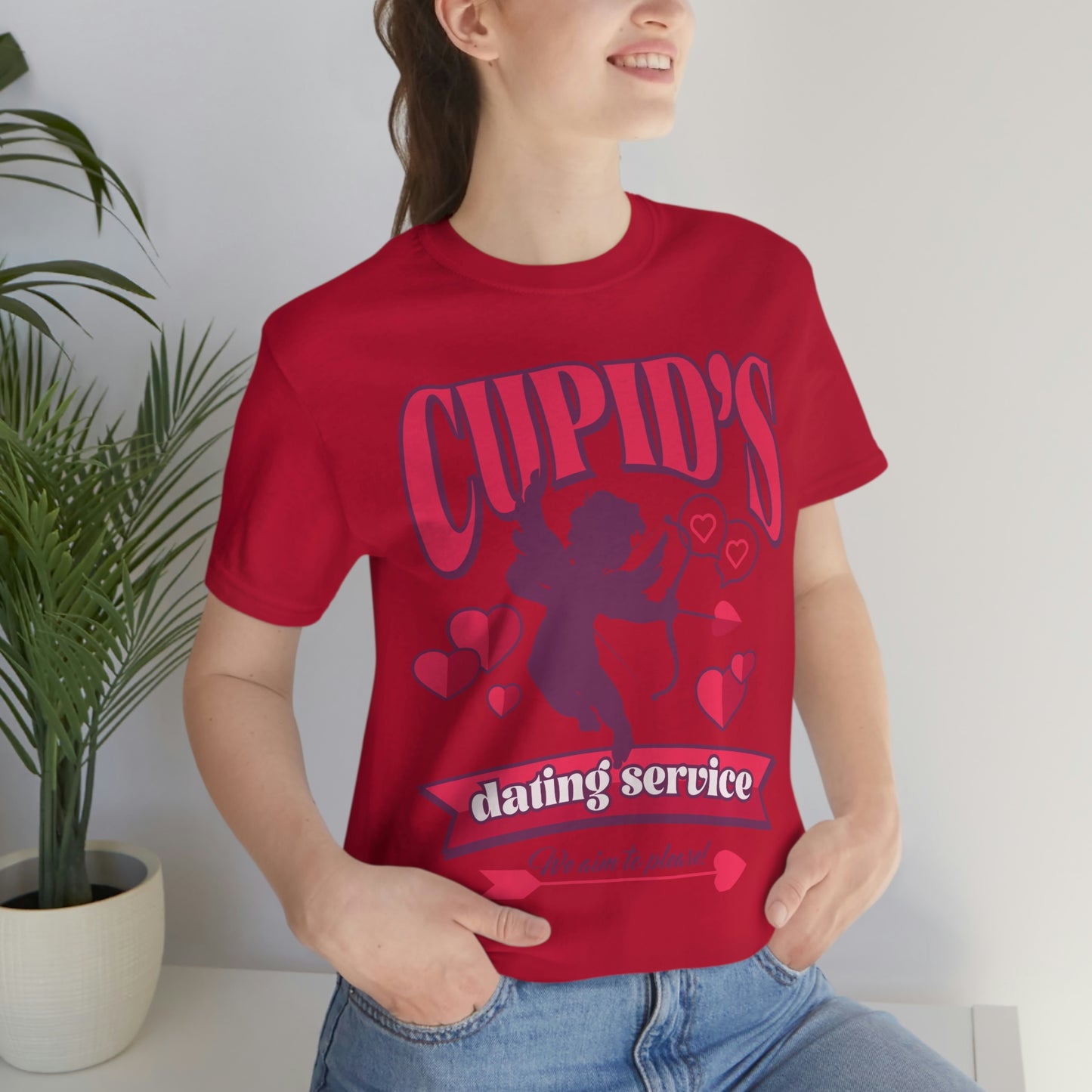 Cupid's Dating Service Valentine’s Day Unisex Jersey Short Sleeve Tee