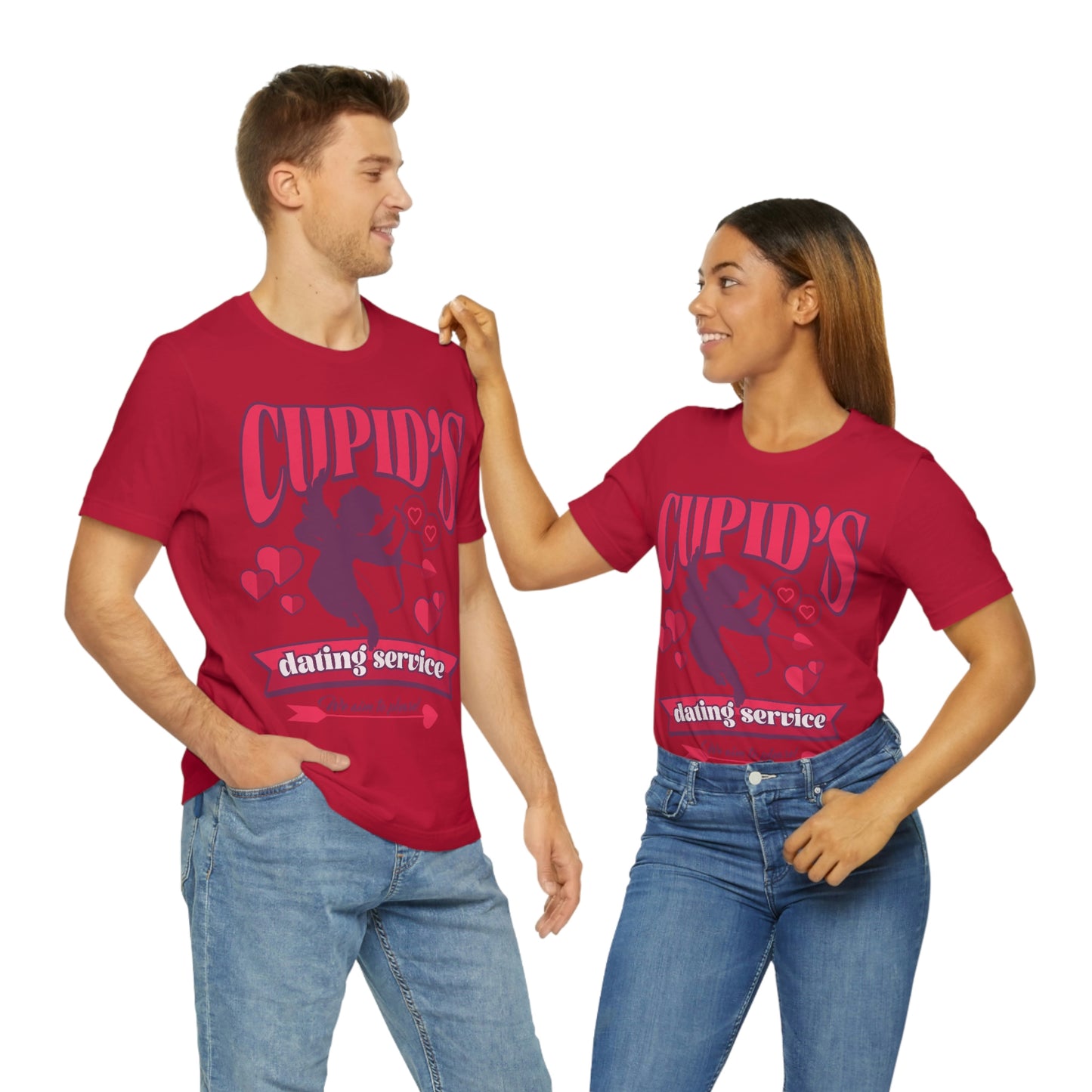 Cupid's Dating Service Valentine’s Day Unisex Jersey Short Sleeve Tee