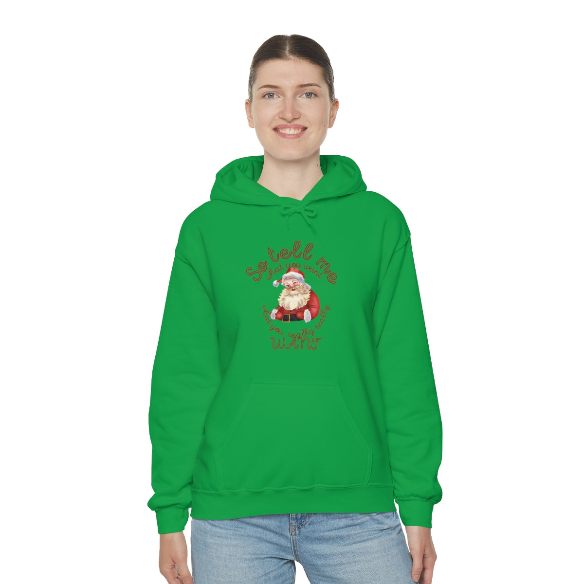 Santa So tell me what you want Unisex Heavy Blend™ Hooded Sweatshirt Spice Girls Christmas