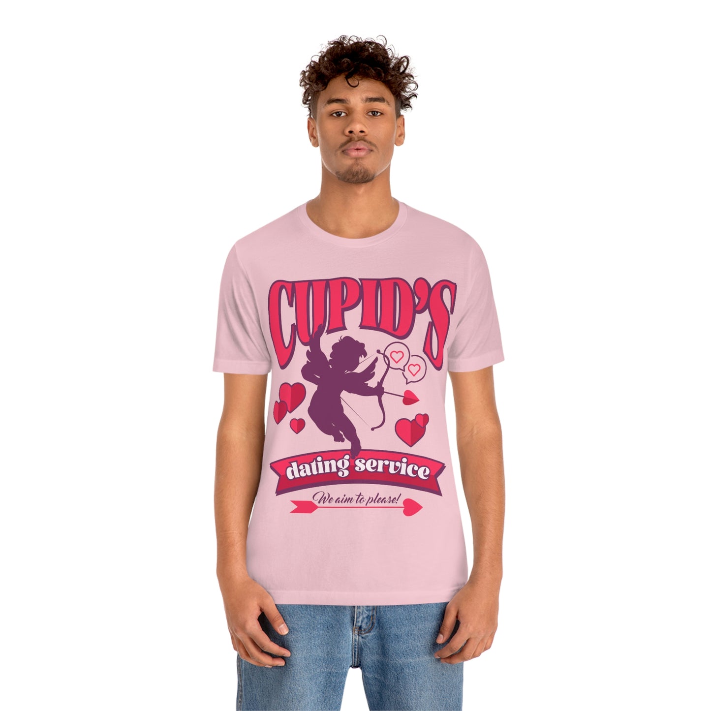 Cupid's Dating Service Valentine’s Day Unisex Jersey Short Sleeve Tee