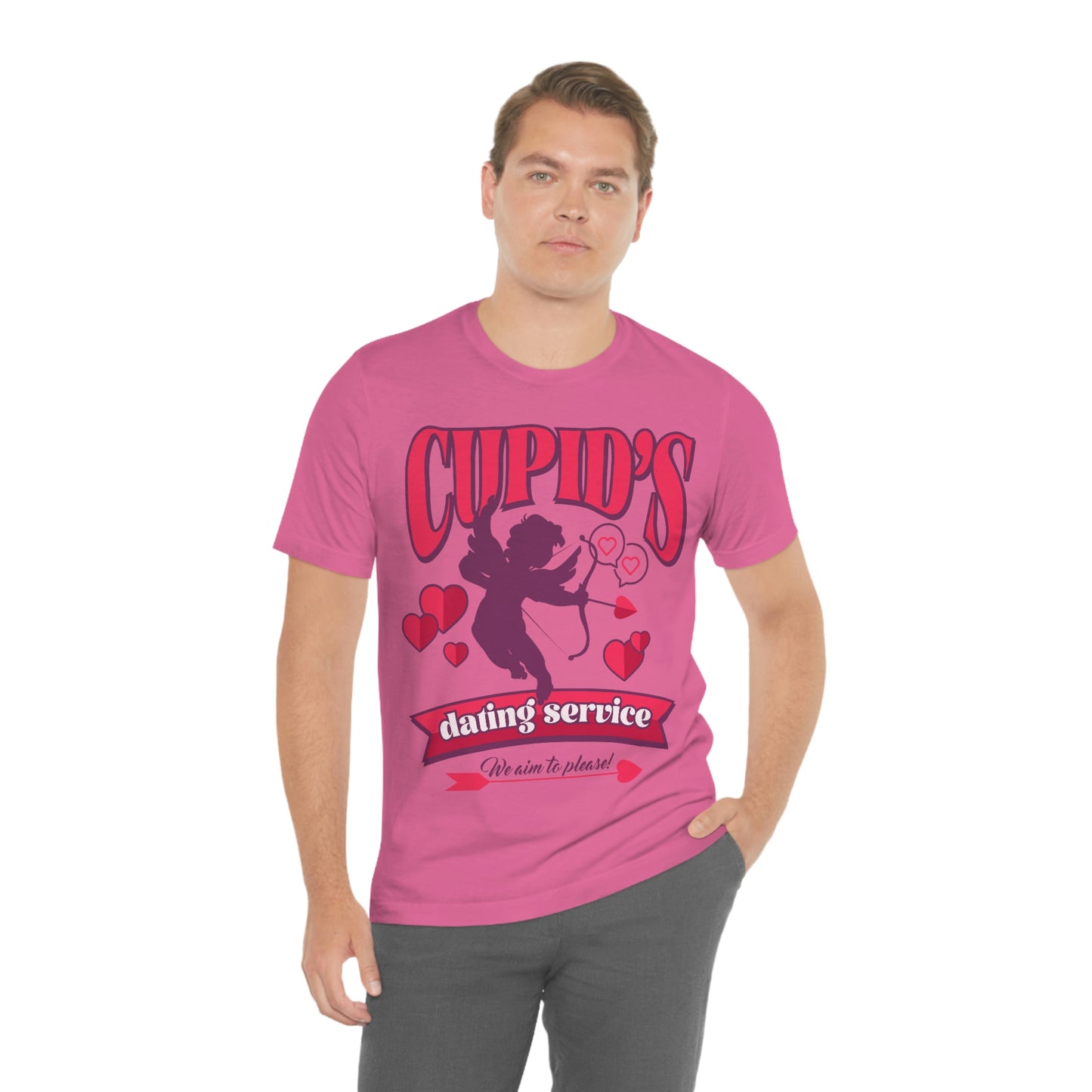 Cupid's Dating Service Valentine’s Day Unisex Jersey Short Sleeve Tee