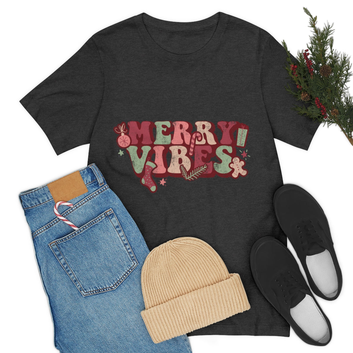 Merry Vibes Merry Christmas Unisex Jersey Short Sleeve Tee