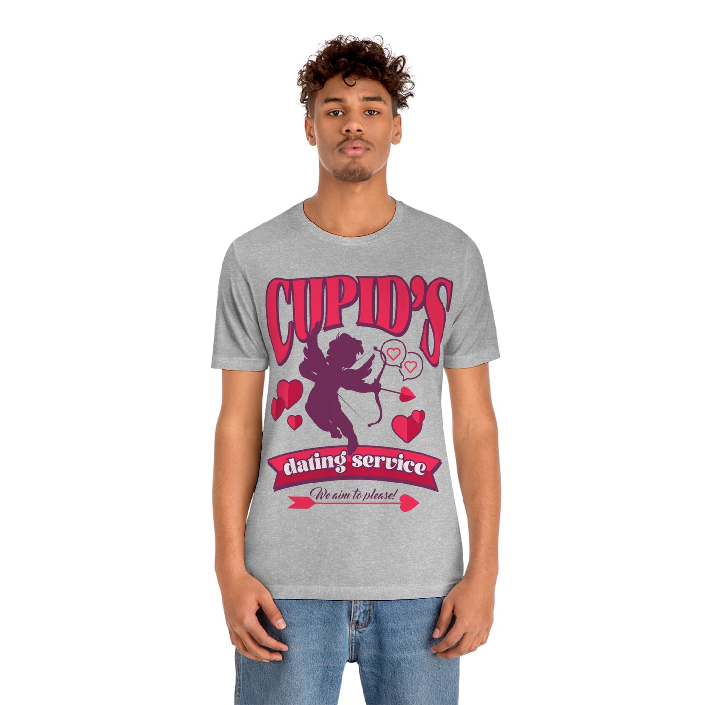 Cupid's Dating Service Valentine’s Day Unisex Jersey Short Sleeve Tee