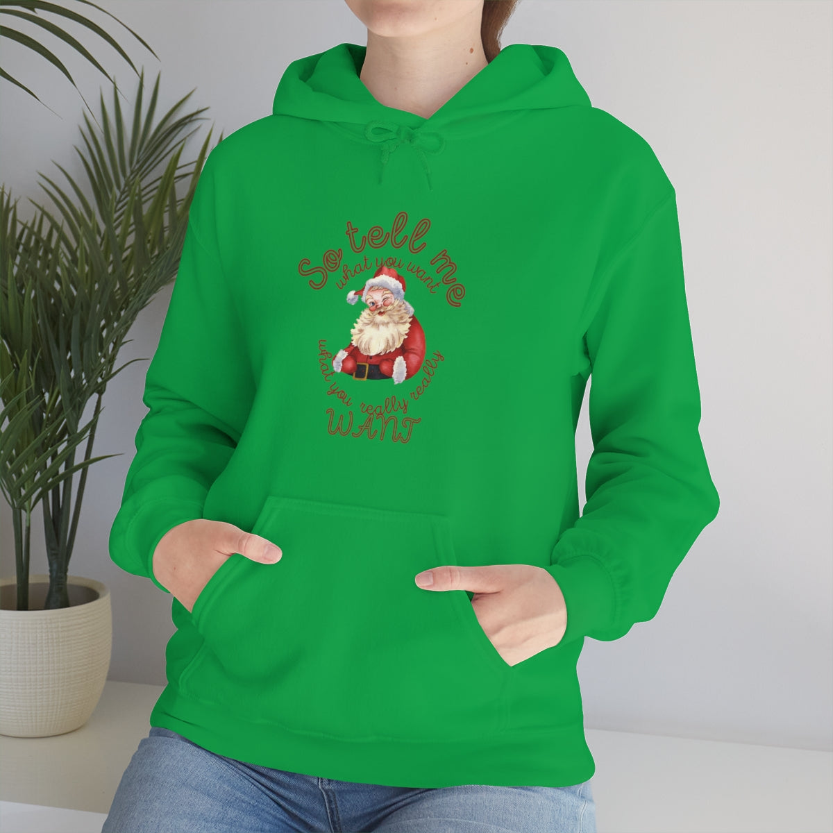 Santa So tell me what you want Unisex Heavy Blend™ Hooded Sweatshirt Spice Girls Christmas