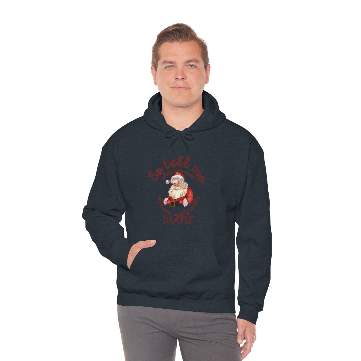 Santa So tell me what you want Unisex Heavy Blend™ Hooded Sweatshirt Spice Girls Christmas