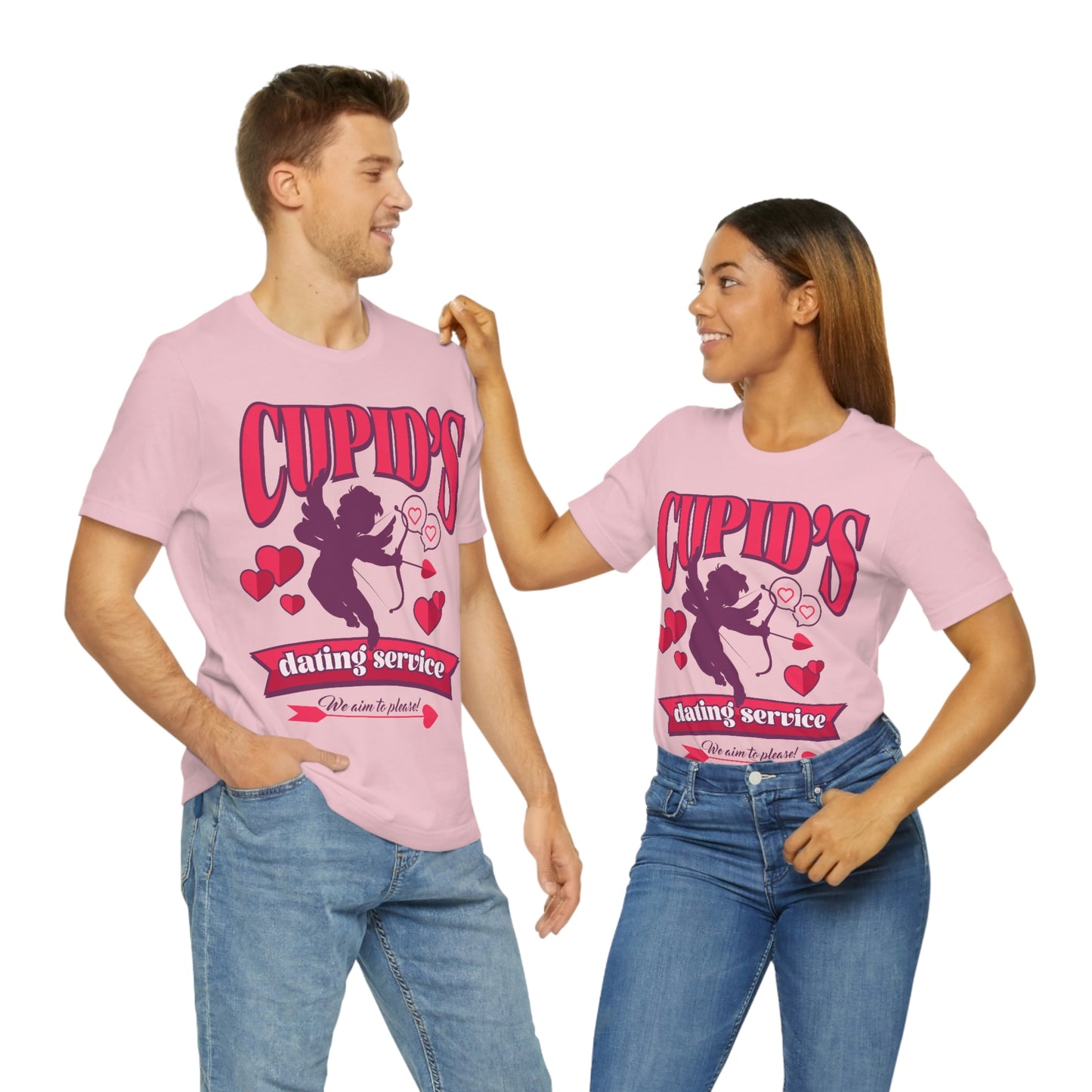 Cupid's Dating Service Valentine’s Day Unisex Jersey Short Sleeve Tee