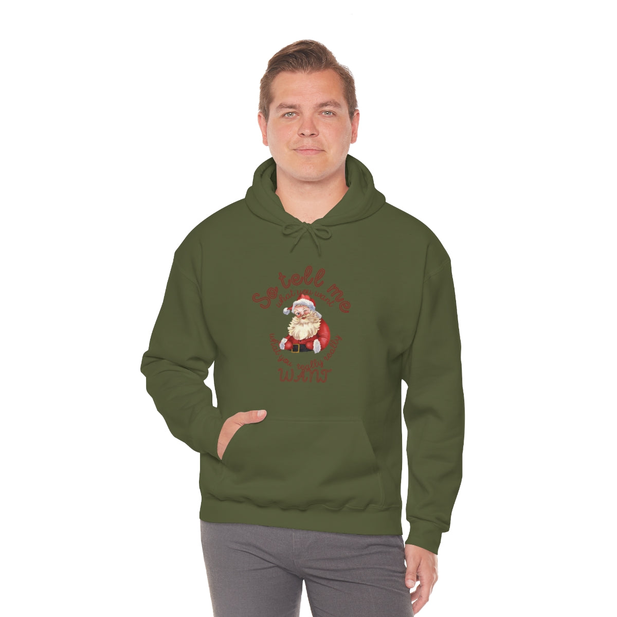 Santa So tell me what you want Unisex Heavy Blend™ Hooded Sweatshirt Spice Girls Christmas